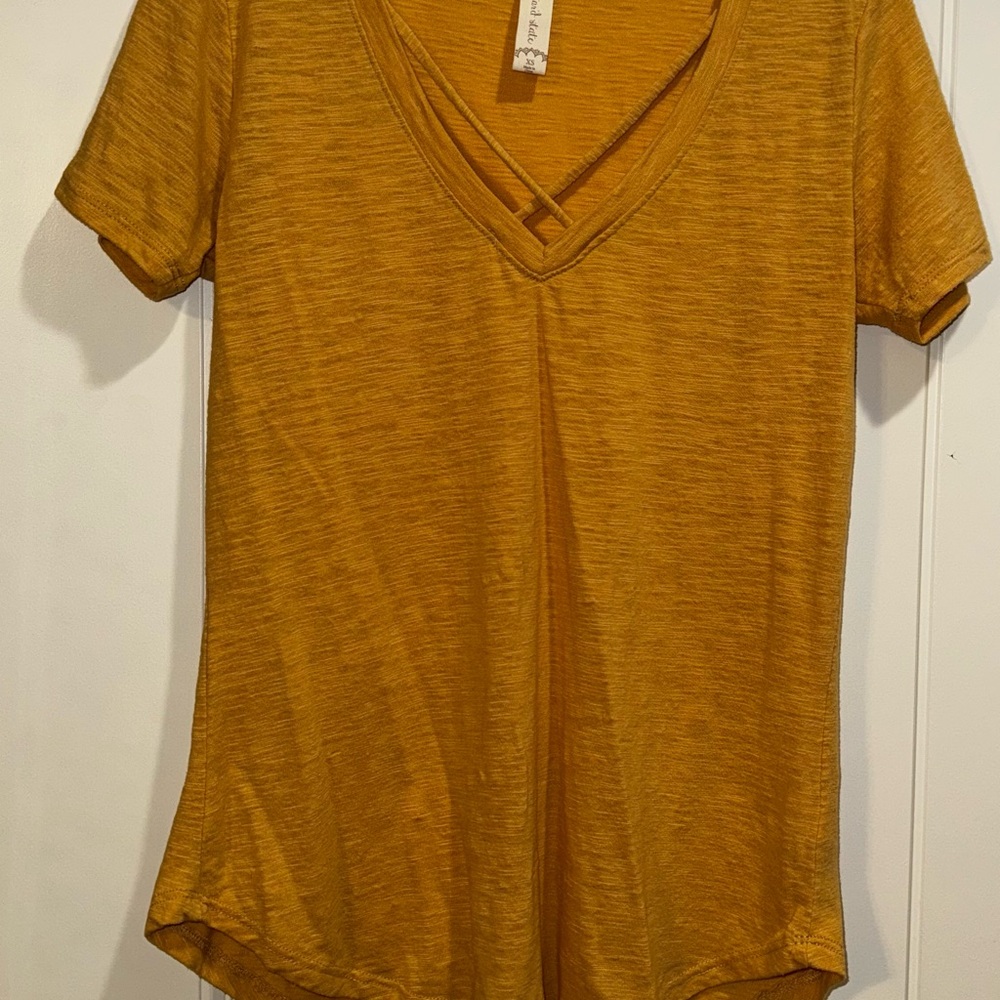 Altar'd State Mustard V-Neck Short Sleeve Tee